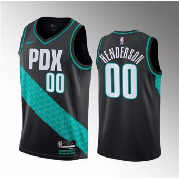 Men's Portland Trail Blazers #00 Scoot Henderson Black 2023 Draft City Edition Stitched Basketball Jersey Men's Portland Trail Blazers #00 Scoot Henderson Black 2023 Draft City Edition Stitched Basketball Jersey