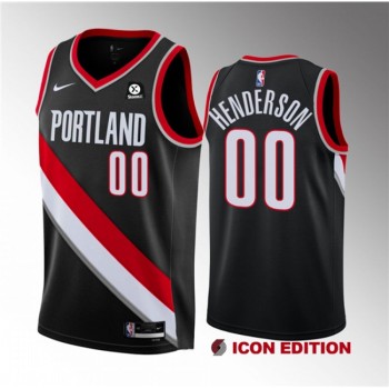 Men's Portland Trail Blazers #00 Scoot Henderson Black 2023 Draft Icon Edition Stitched Basketball Jersey Men's Portland Trail Blazers #00 Scoot Henderson Black 2023 Draft Icon Edition Stitched Basketball Jersey