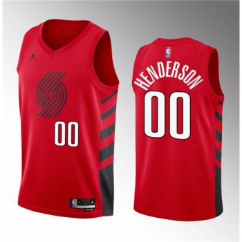 Men's Portland Trail Blazers #00 Scoot Henderson Red 2023 Draft Statement Edition Stitched Basketball Jersey Men's Portland Trail Blazers #00 Scoot Henderson Red 2023 Draft Statement Edition Stitched Basketball Jersey
