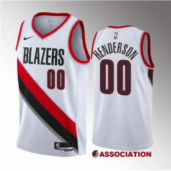 Men's Portland Trail Blazers #00 Scoot Henderson White 2023 Draft Association Edition Stitched Basketball Jersey Men's Portland Trail Blazers #00 Scoot Henderson White 2023 Draft Association Edition Stitched Basketball Jersey