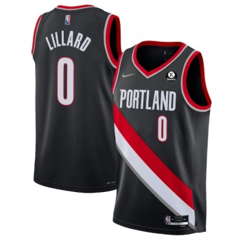 Men's Portland Trail Blazers #0 Damian Lillard Black 2021/22 Icon Edition 75th Anniversary Stitched Basketball Jersey Men's Portland Trail Blazers #0 Damian Lillard Black 2021/22 Icon Edition 75th Anniversary Stitched Basketball Jersey