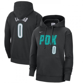 Men's Portland Trail Blazers #0 Damian Lillard Black 2022/23 City Edition Name & Number Essential Pullover Hoodie Men's Portland Trail Blazers #0 Damian Lillard Black 2022/23 City Edition Name & Number Essential Pullover Hoodie