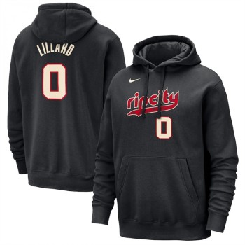 Men's Portland Trail Blazers #0 Damian Lillard Black 2023/24 City Edition Name & Number Pullover Hoodie Men's Portland Trail Blazers #0 Damian Lillard Black 2023/24 City Edition Name & Number Pullover Hoodie