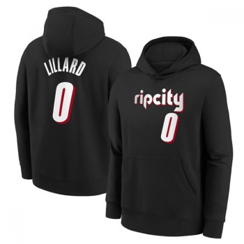 Men's Portland Trail Blazers #0 Damian Lillard Black Pullover Hoodie Men's Portland Trail Blazers #0 Damian Lillard Black Pullover Hoodie