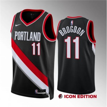 Men's Portland Trail Blazers #11 Malcolm Brogdon Black Icon Edition Stitched Basketball Jersey Men's Portland Trail Blazers #11 Malcolm Brogdon Black Icon Edition Stitched Basketball Jersey
