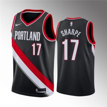 Men's Portland Trail Blazers #17 Shaedon Sharpe Black Icon Edition Stitched Basketball Jersey Men's Portland Trail Blazers #17 Shaedon Sharpe Black Icon Edition Stitched Basketball Jersey