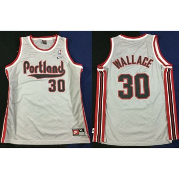 Men's Portland Trail Blazers #30 Rasheed Wallace Gray Stitched Basketball Jersey Men's Portland Trail Blazers #30 Rasheed Wallace Gray Stitched Basketball Jersey