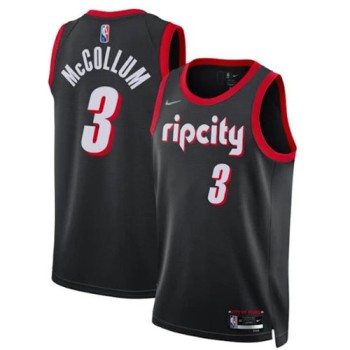 Men's Portland Trail Blazers #3 C.J. McCollum 2021/22 Black City Edition 75th Anniversary Stitched Basketball Jersey Men's Portland Trail Blazers #3 C.J. McCollum 2021/22 Black City Edition 75th Anniversary Stitched Basketball Jersey