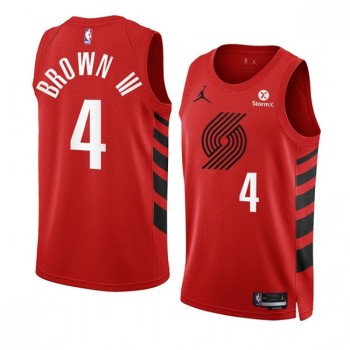 Men's Portland Trail Blazers #4 Greg Brown III 2022/23 Red Statement Edition Swingman Stitched Basketball Jersey Men's Portland Trail Blazers #4 Greg Brown III 2022/23 Red Statement Edition Swingman Stitched Basketball Jersey