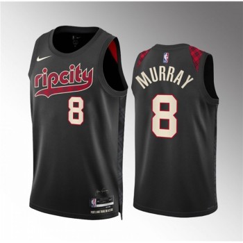 Men's Portland Trail Blazers #8 Kris Murray Black 2023/24 City Edition Stitched Basketball Jersey Men's Portland Trail Blazers #8 Kris Murray Black 2023/24 City Edition Stitched Basketball Jersey
