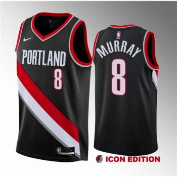 Men's Portland Trail Blazers #8 Kris Murray Black 2023 Draft Icon Edition Stitched Basketball Jersey Men's Portland Trail Blazers #8 Kris Murray Black 2023 Draft Icon Edition Stitched Basketball Jersey