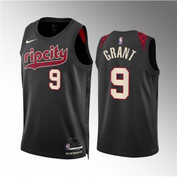 Men's Portland Trail Blazers #9 Jerami Grant Black 2023/24 City Edition Stitched Basketball Jersey Men's Portland Trail Blazers #9 Jerami Grant Black 2023/24 City Edition Stitched Basketball Jersey