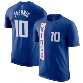 Men's Sacramento Kings #10 Domantas Sabonis Blue 2023/24 City Edition Name & Number T-Shirt Men's Sacramento Kings #10 Domantas Sabonis Blue 2023/24 City Edition Name & Number T-Shirt
