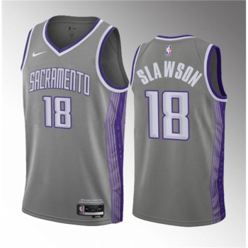 Men's Sacramento Kings #18 Jalen Slawson Grey 2023 Draft City Edition Stitched Jersey Men's Sacramento Kings #18 Jalen Slawson Grey 2023 Draft City Edition Stitched Jersey