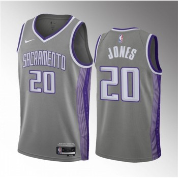 Men's Sacramento Kings #20 Colby Jones Grey 2023 Draft City Edition Stitched Jersey Men's Sacramento Kings #20 Colby Jones Grey 2023 Draft City Edition Stitched Jersey