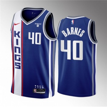 Men's Sacramento Kings #40 Harrison Barnes Blue 2023/24 City Edition Stitched Basketball Jersey Men's Sacramento Kings #40 Harrison Barnes Blue 2023/24 City Edition Stitched Basketball Jersey