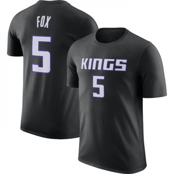 Men's Sacramento Kings #5 De'Aaron Fox Black 2022/23 Statement Edition Name & Number T-Shirt Men's Sacramento Kings #5 De'Aaron Fox Black 2022/23 Statement Edition Name & Number T-Shirt