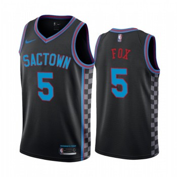 Men's Sacramento Kings #5 De'Aaron Fox Black City Edition Stitched Jersey Men's Sacramento Kings #5 De'Aaron Fox Black City Edition Stitched Jersey