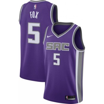 Men's Sacramento Kings #5 De'Aaron Fox Purple Stitched Jersey Men's Sacramento Kings #5 De'Aaron Fox Purple Stitched Jersey