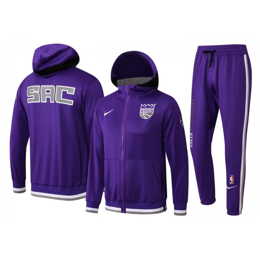 Men's Sacramento Kings 75th Anniversary Purple Performance Showtime Full-Zip Hoodie Jacket And Pants  Suit