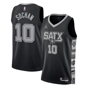 Men's San Antonio Spurs #10 Jeremy Sochan Black 2022/23 Statement Edition Stitched Basketball Jersey Men's San Antonio Spurs #10 Jeremy Sochan Black 2022/23 Statement Edition Stitched Basketball Jersey