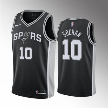 Men's San Antonio Spurs #10 Jeremy Sochan Black Icon Edition Stitched Jersey Men's San Antonio Spurs #10 Jeremy Sochan Black Icon Edition Stitched Jersey