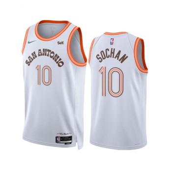 Men's San Antonio Spurs #10 Jeremy Sochan White 2023/24 City Edition Stitched Basketball Jersey Men's San Antonio Spurs #10 Jeremy Sochan White 2023/24 City Edition Stitched Basketball Jersey