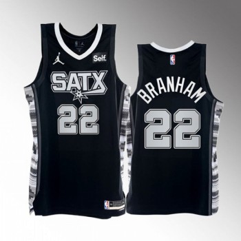 Men's San Antonio Spurs #22 Malaki Branham 2022/23 Black Black Stitched Basketball Jersey Men's San Antonio Spurs #22 Malaki Branham 2022/23 Black Black Stitched Basketball Jersey