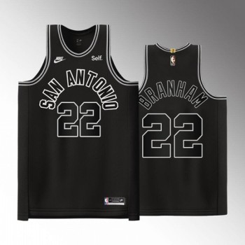 Men's San Antonio Spurs #22 Malaki Branham Black Stitched Basketball Jersey Men's San Antonio Spurs #22 Malaki Branham Black Stitched Basketball Jersey
