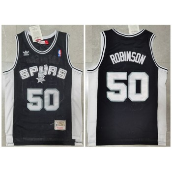 Men's San Antonio Spurs #50 David Robinson Black Throwback Stitched Jersey Men's San Antonio Spurs #50 David Robinson Black Throwback Stitched Jersey