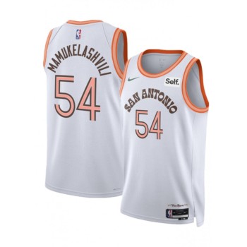 Men's San Antonio Spurs #54 Sandro Mamukelashvili White 2023/24 City Edition Stitched Basketball Jersey Men's San Antonio Spurs #54 Sandro Mamukelashvili White 2023/24 City Edition Stitched Basketball Jersey