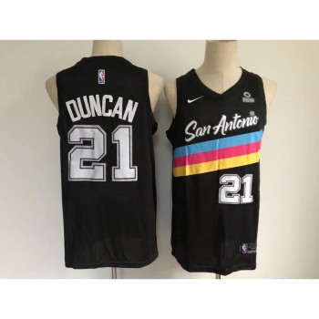 Men's San Antonio Spurs #21 Tim Duncan 2020 Black City Edition Stitched Jersey Men's San Antonio Spurs #21 Tim Duncan 2020 Black City Edition Stitched Jersey