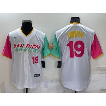 Men's San Diego Padres #19 Tony Gwynn 2022 White City Connect Cool Base Stitched Jersey Men's San Diego Padres #19 Tony Gwynn 2022 White City Connect Cool Base Stitched Jersey