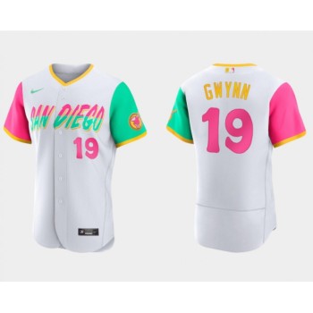 Men's San Diego Padres #19 Tony Gwynn 2022 White City Connect Flex Base Stitched Baseball Jersey Men's San Diego Padres #19 Tony Gwynn 2022 White City Connect Flex Base Stitched Baseball Jersey