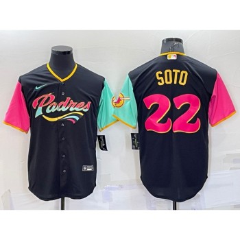 Men's San Diego Padres #22 Juan Soto 2022 Black City Connect Cool Base Stitched Jersey Men's San Diego Padres #22 Juan Soto 2022 Black City Connect Cool Base Stitched Jersey