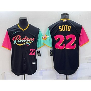 Men's San Diego Padres #22 Juan Soto 2022 Black City Connect Cool Base Stitched Jersey Men's San Diego Padres #22 Juan Soto 2022 Black City Connect Cool Base Stitched Jersey