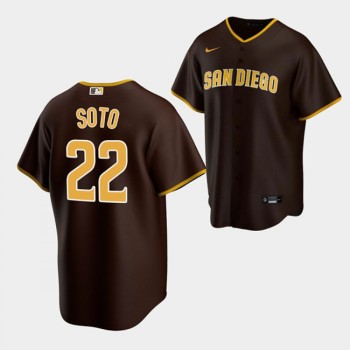 Men's San Diego Padres #22 Juan Soto Brown Cool Base Stitched Baseball Jersey Men's San Diego Padres #22 Juan Soto Brown Cool Base Stitched Baseball Jersey