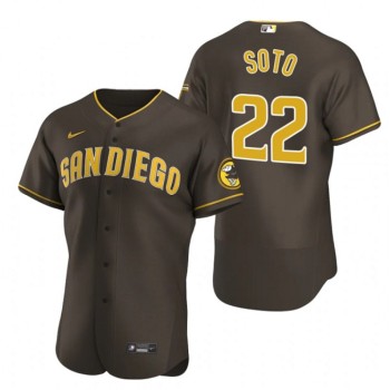Men's San Diego Padres #22 Juan Soto Brown Flex Base Stitched Baseball Jersey Men's San Diego Padres #22 Juan Soto Brown Flex Base Stitched Baseball Jersey