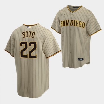 Men's San Diego Padres #22 Juan Soto Tan Cool Base Stitched Baseball Jersey Men's San Diego Padres #22 Juan Soto Tan Cool Base Stitched Baseball Jersey