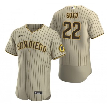 Men's San Diego Padres #22 Juan Soto Tan Flex Base Stitched Baseball Jersey Men's San Diego Padres #22 Juan Soto Tan Flex Base Stitched Baseball Jersey