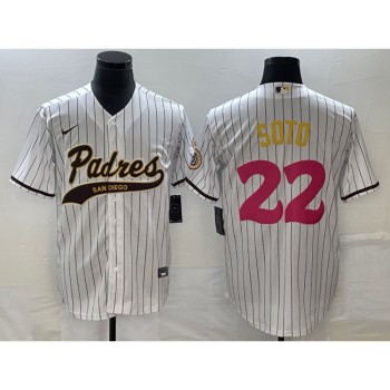 Men's San Diego Padres #22 Juan Soto White Cool Base Stitched Baseball Jersey Men's San Diego Padres #22 Juan Soto White Cool Base Stitched Baseball Jersey