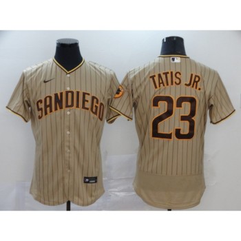 Men's San Diego Padres #23 Fernando Tatis Jr. 2020 Tan Brown Flex Base Stitched MLB Jersey Men's San Diego Padres #23 Fernando Tatis Jr. 2020 Tan Brown Flex Base Stitched MLB Jersey