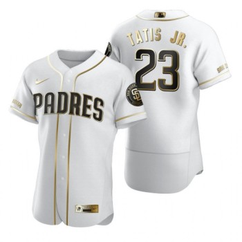 Men's San Diego Padres #23 Fernando Tatis Jr. 2020 White Golden Flex Base Stitched MLB Jersey Men's San Diego Padres #23 Fernando Tatis Jr. 2020 White Golden Flex Base Stitched MLB Jersey