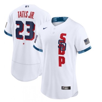 Men's San Diego Padres #23 Fernando Tatis Jr. 2021 White All-Star Flex Base Stitched MLB Jersey Men's San Diego Padres #23 Fernando Tatis Jr. 2021 White All-Star Flex Base Stitched MLB Jersey