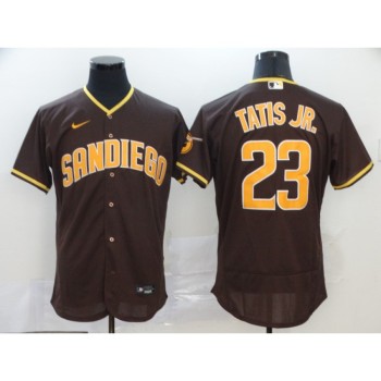 Men's San Diego Padres #23 Fernando Tatis Jr. Coffee Flex Base Stitched MLB Jersey Men's San Diego Padres #23 Fernando Tatis Jr. Coffee Flex Base Stitched MLB Jersey
