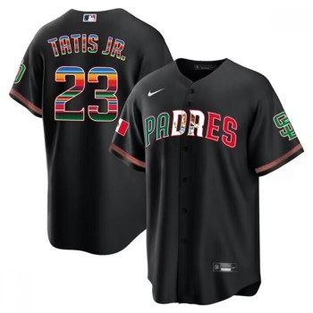 Men's San Diego Padres #23 Fernando Tatis Jr. Mexico Black Cool Base Stitched Baseball Jersey Men's San Diego Padres #23 Fernando Tatis Jr. Mexico Black Cool Base Stitched Baseball Jersey