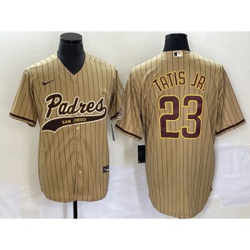 Men's San Diego Padres #23 Fernando Tatis Jr. Tan Cool Base Stitched Baseball Jersey Men's San Diego Padres #23 Fernando Tatis Jr. Tan Cool Base Stitched Baseball Jersey