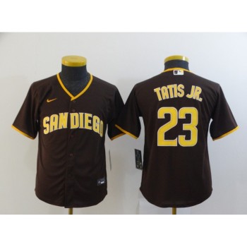 Men's San Diego Padres #23 Fernando Tatis Jr. Coffee Flex Base Stitched MLB Jersey Men's San Diego Padres #23 Fernando Tatis Jr. Coffee Flex Base Stitched MLB Jersey
