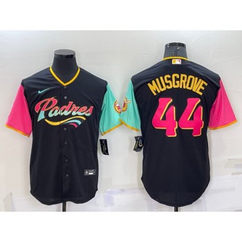 Men's San Diego Padres #44 Joe Musgrove 2022 Black City Connect Cool Base Stitched Jersey Men's San Diego Padres #44 Joe Musgrove 2022 Black City Connect Cool Base Stitched Jersey