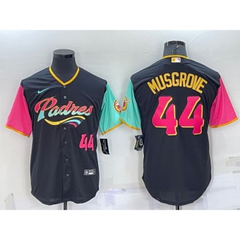 Men's San Diego Padres #44 Joe Musgrove 2022 Black City Connect Cool Base Stitched Jersey Men's San Diego Padres #44 Joe Musgrove 2022 Black City Connect Cool Base Stitched Jersey